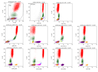 細胞内と細胞表面抗原染色 10カラー測定データ例