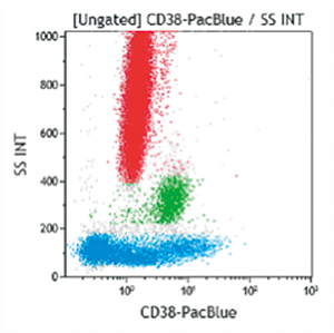 活性化した末梢血リンパ球をPC5標識LS198-4-3抗体で染色。
